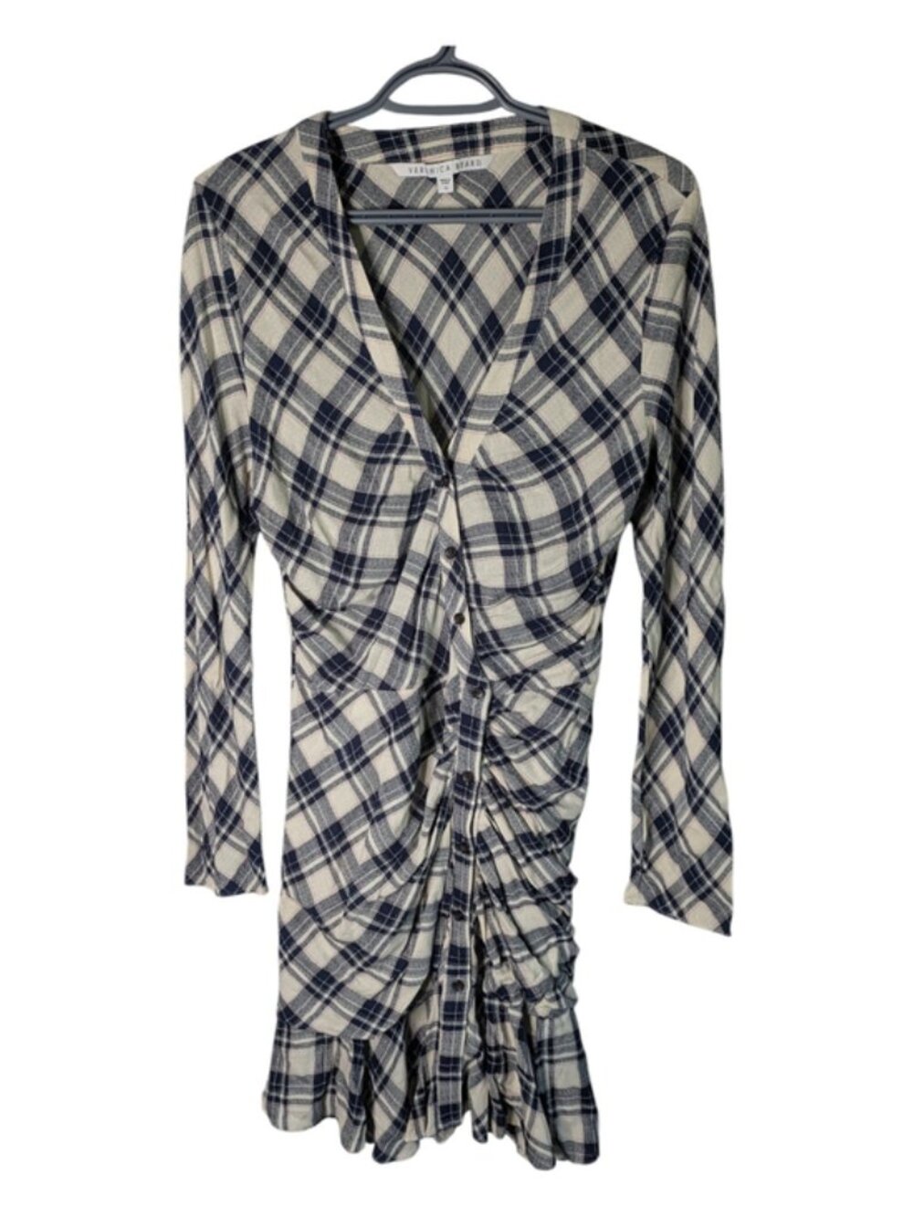 Veronica Beard Rowe Dress Navy/Ecru Plaid Size‎ 10 - Picture 2 of 9
